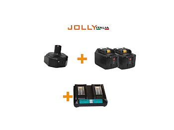 Kit alimentazione JollyItalia per pettine V34 2 batterie Litio 18V 9Ah e carica