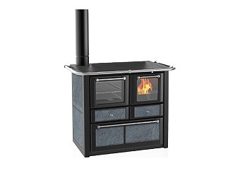 Stufa a legna con forno Lincar Gaia 149 A VL SX colore nero classe A+